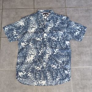 Tommy Hilfiger Blue Leaf Print 100% Linen Shirt